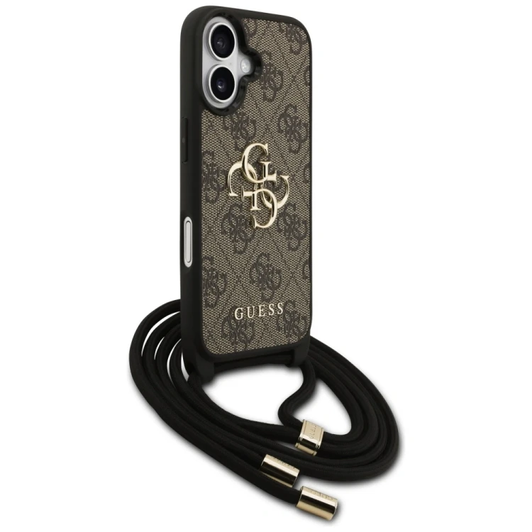 Etui Guess 4G Big Logo Cord Stap Crossbody do Apple iPhone 17 brązowy