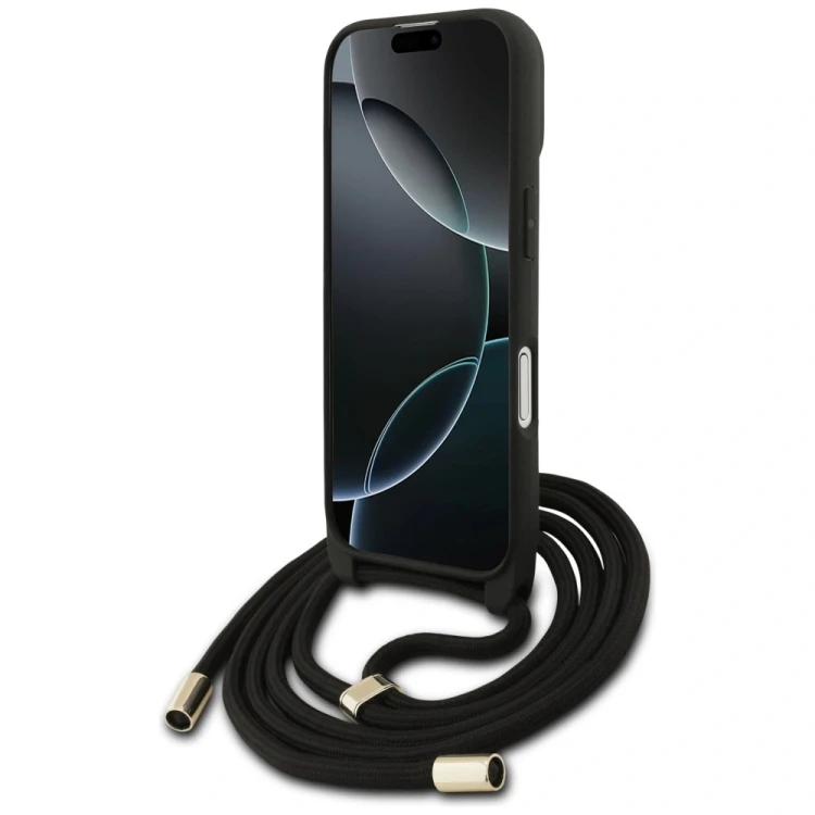 Etui Guess 4G Big Logo Cord Stap Crossbody do Apple iPhone 17 czarny