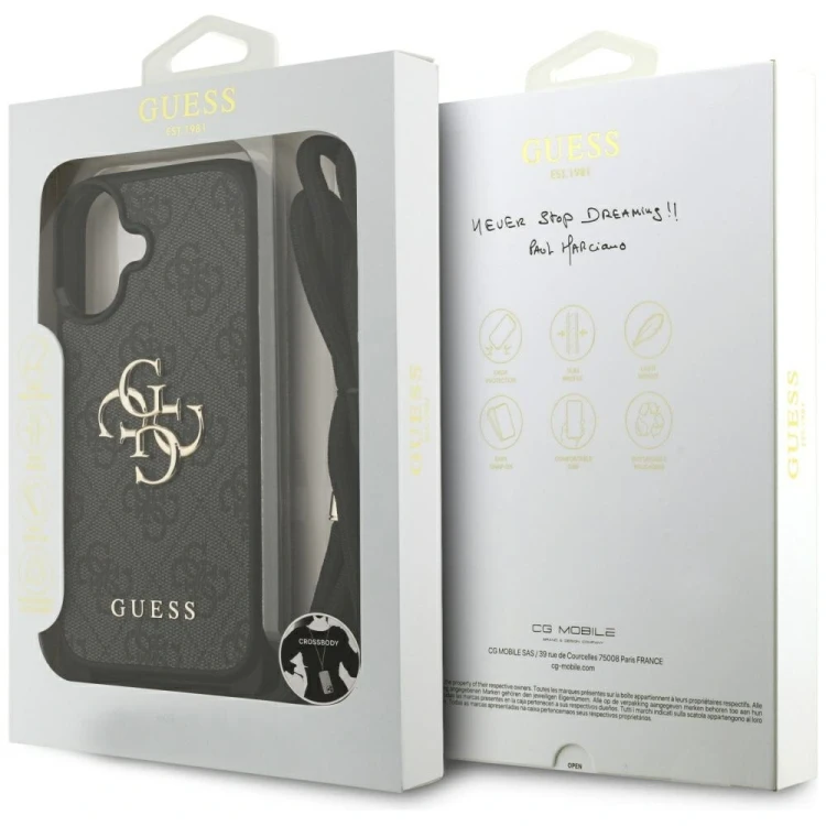 Etui Guess 4G Big Logo Cord Stap Crossbody do Apple iPhone 17 czarny
