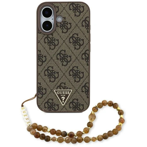 Etui Guess 4G Strap Triangle Logo MagSafe do Apple iPhone 17 brązowy