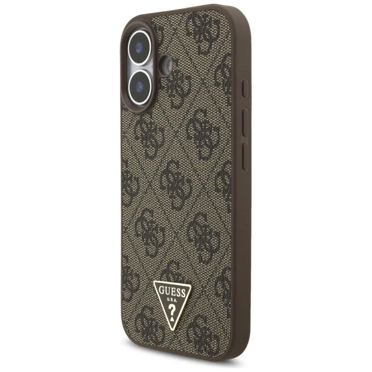 Etui Guess 4G Strap Triangle Logo MagSafe do Apple iPhone 17 brązowy