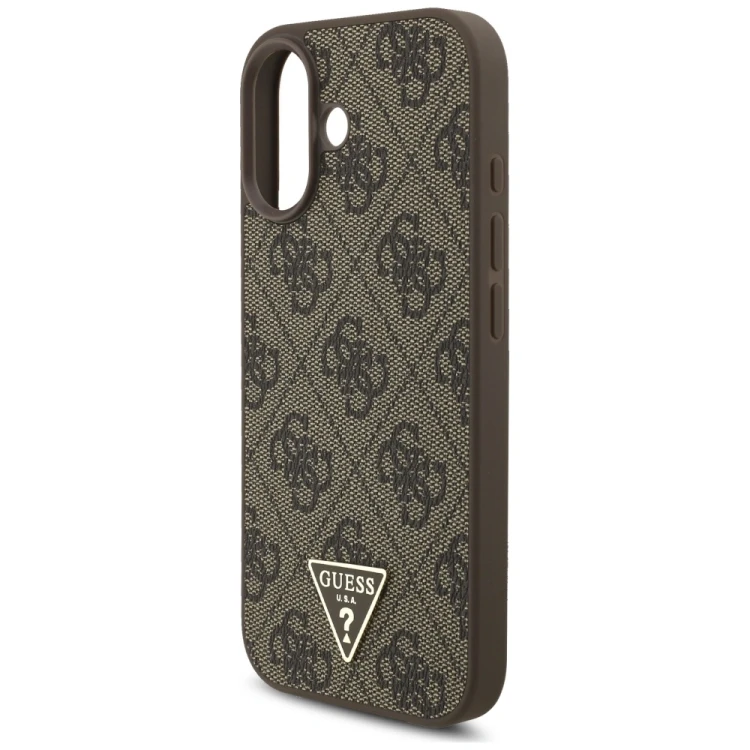 Etui Guess 4G Strap Triangle Logo MagSafe do Apple iPhone 17 brązowy