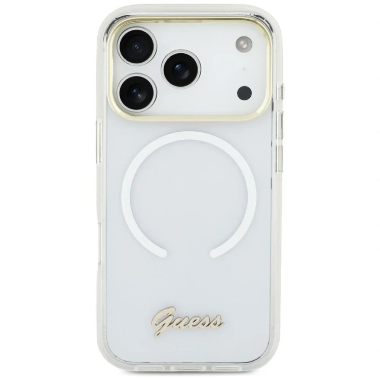 Etui Guess IML Gradient Script Metal MagSafe do Apple iPhone 17 biały