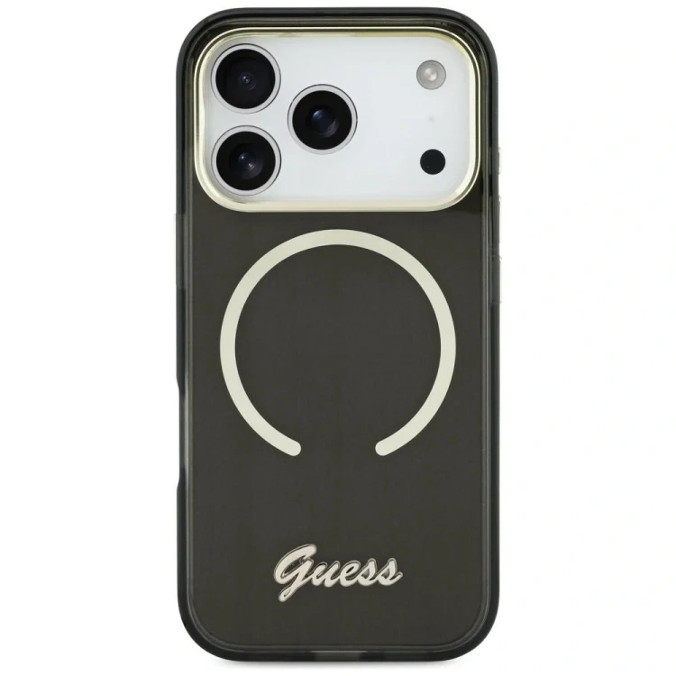 Etui Guess IML Script Metal MagSafe do Apple iPhone 17 czarny