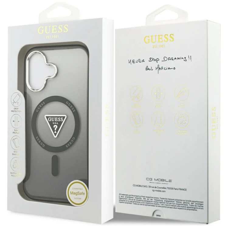 Etui Guess IML Gradient Triangle Logo MagSafe do Apple iPhone 17 czarny