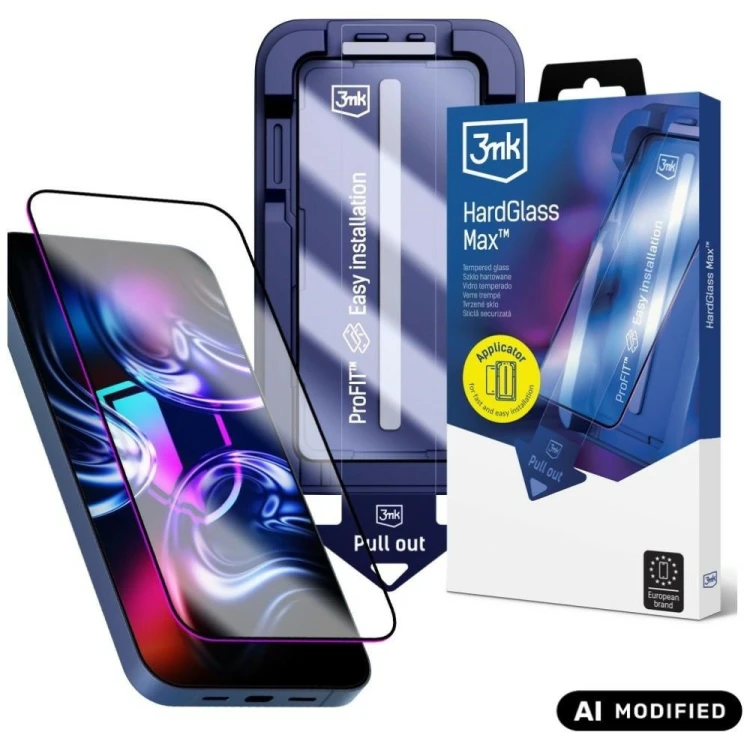 Szkło hartowane 3MK HardGlass Max z aplikatorem do Apple iPhone 15 Pro czarny