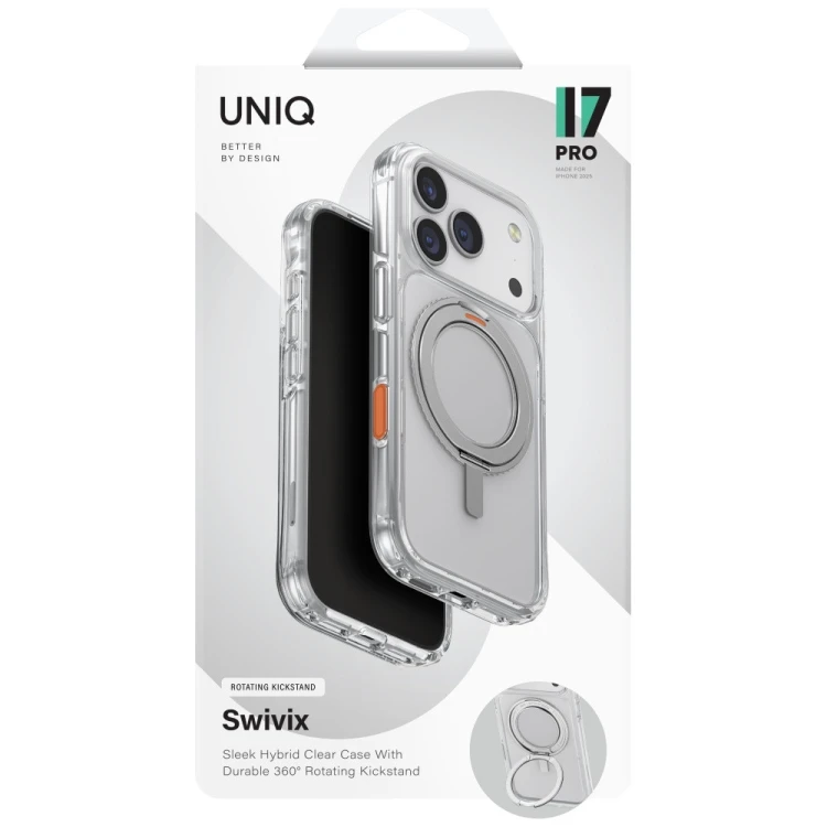 Etui UNIQ Swivix do Apple iPhone 17 Pro 360 Rotating Kickstand przezroczysty