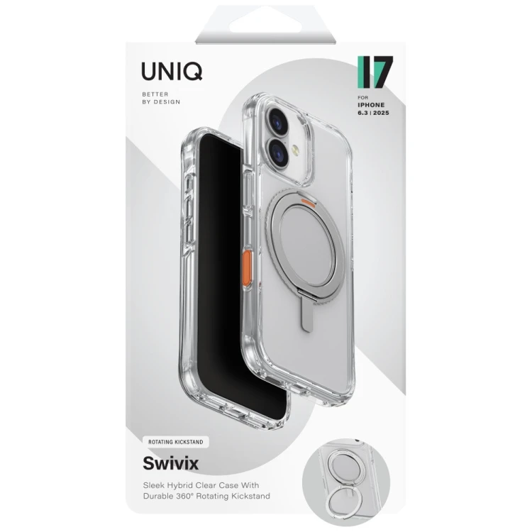 Etui UNIQ Swivix do Apple iPhone 17 360 Rotating Kickstand przezroczysty