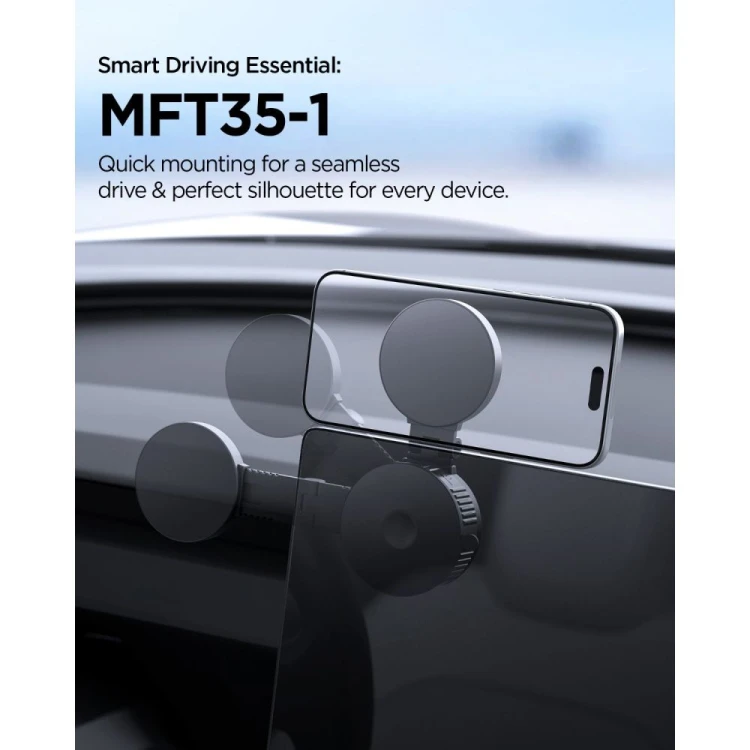 Uchwyt samochodowy Spigen MFT35-1 Magnetic MagSafe Dashboard & Screen Car Mount Black