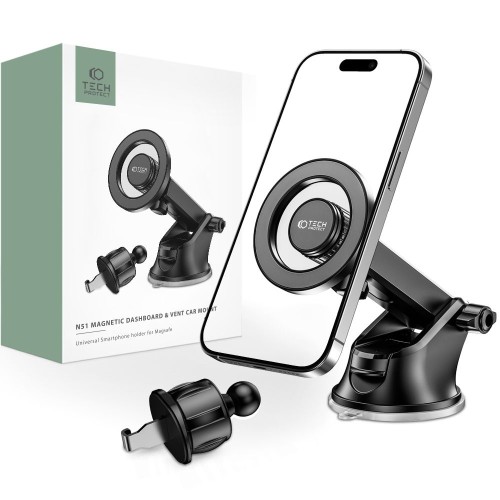 Uchwyt samochodowy MagSafe Tech-Protect N51 Magnetic Dashboard & Vent Car Mount Black