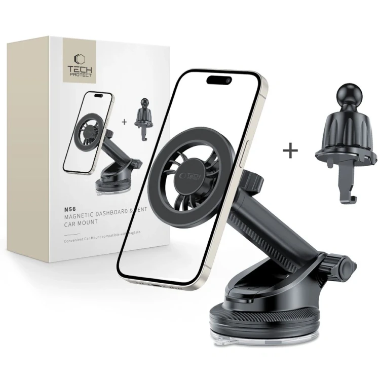 Uchwyt samochodowy do kratki / na szybę / na kokpit Tech-Protect N56 Magnetic MagSafe Dashboard & Ve