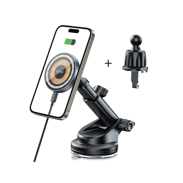 Uchwyt samochodowy do kratki / na szybę / na kokpit z ładowarką 15W Tech-Protect MM15W-V5 Magnetic M