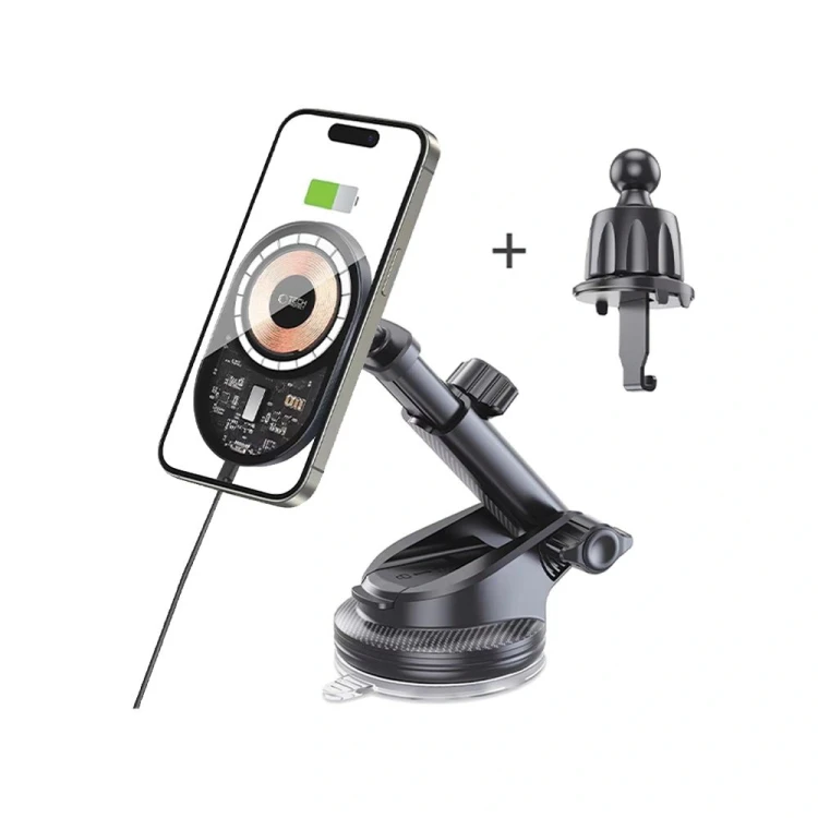 Uchwyt samochodowy do kratki / na szybę / na kokpit z ładowarką 15W Tech-Protect MM15W-V6 Magnetic M