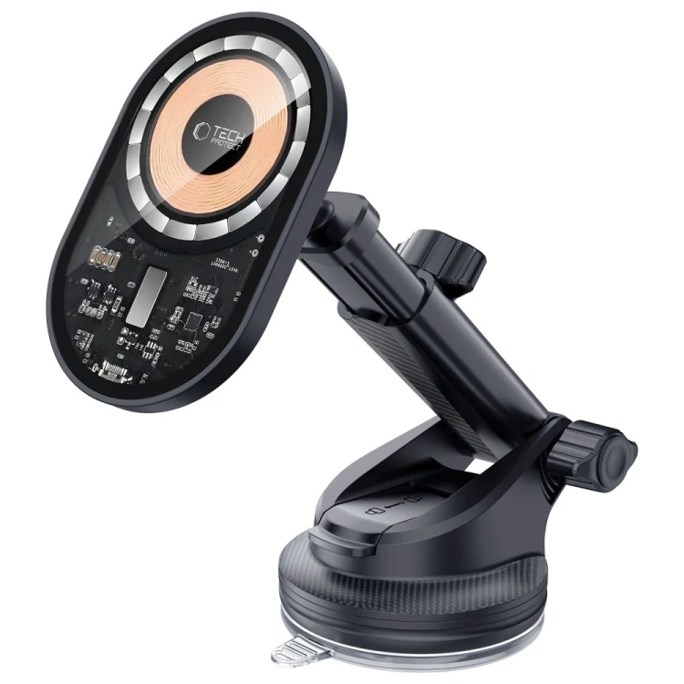 Uchwyt samochodowy do kratki / na szybę / na kokpit z ładowarką 15W Tech-Protect MM15W-V6 Magnetic M