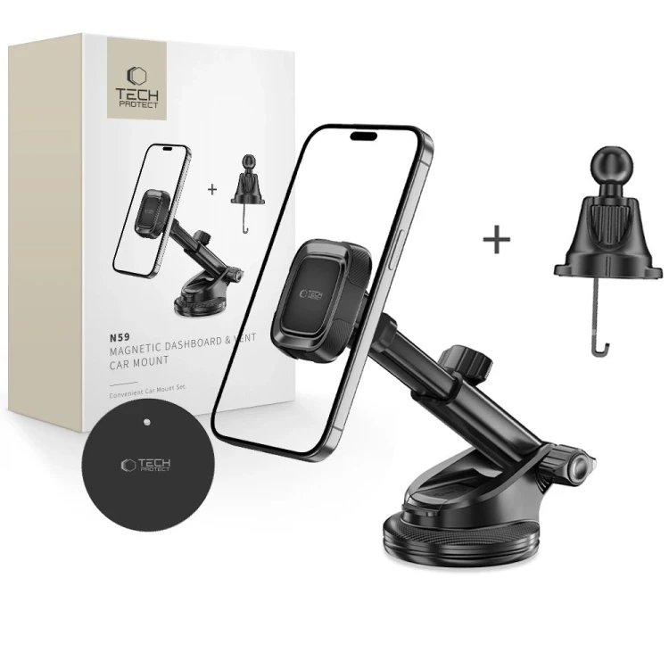 Uchwyt samochodowy na kokpit / do kratki Tech-Protect N59 Magnetic Dashboard & Vent Car Mount Black