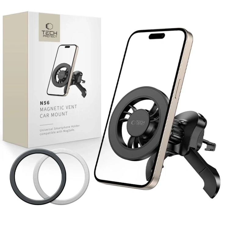 Magnetyczny uchwyt samochodowy do kratki Tech-Protect N56 Magnetic MagSafe Stable Vent Car Mount Bla