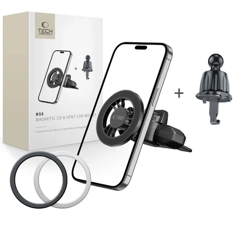 Magnetyczny uchwyt samochodowy do kratki Tech-Protect N56 Magnetic MagSafe CD & Vent Car Mount Black