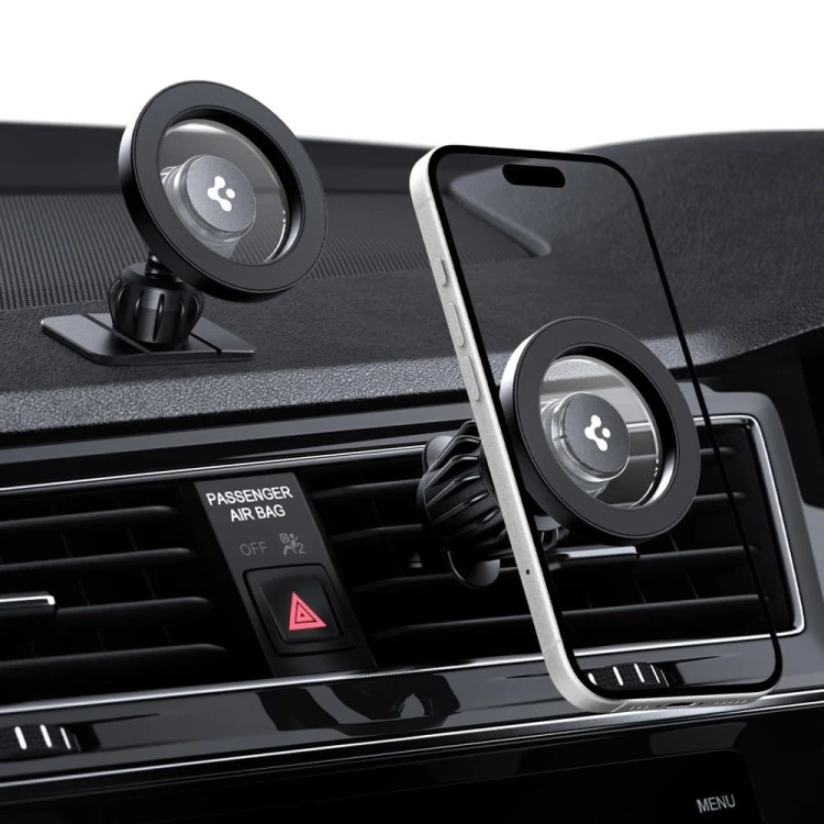 Uchwyt samochodowy na kokpit / do kratki Spigen MFT13 Magnetic MagSafe Dashboard & Vent Car Mount Bl