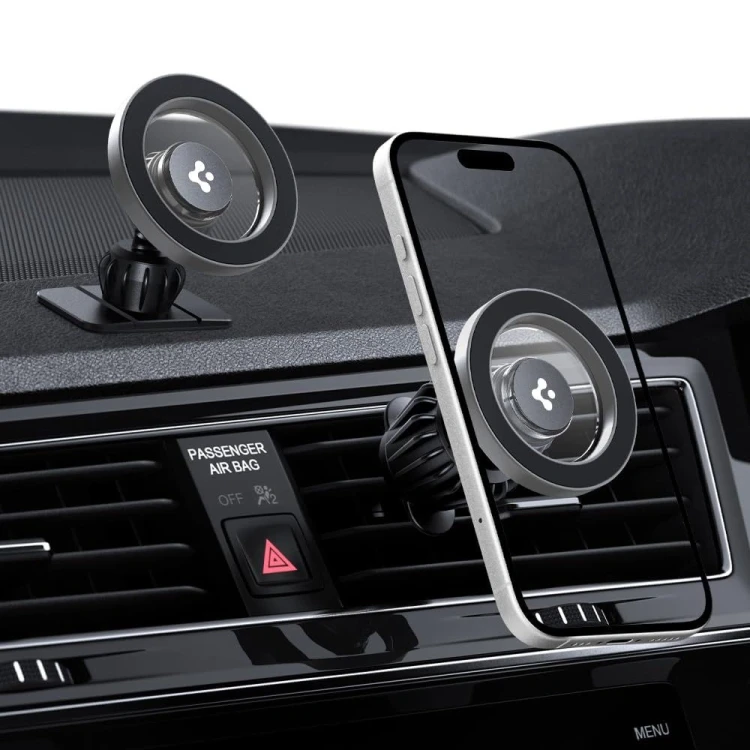 Uchwyt samochodowy na kokpit / do kratki Spigen MFT13 Magnetic MagSafe Dashboard & Vent Car Mount Si