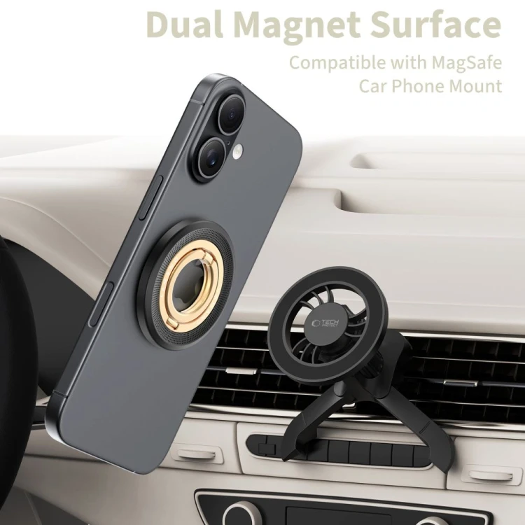 Uchwyt magnetyczny na palec Tech-Protect MMR700 Lamano Magnetic MagSafe Phone Ring Black/gold