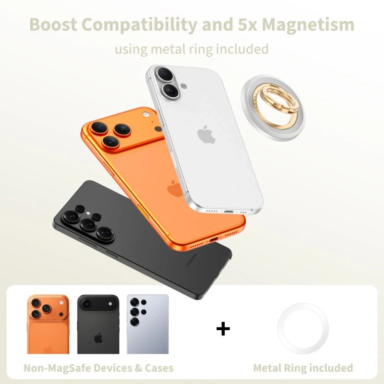 Uchwyt magnetyczny na palec Tech-Protect MMR700 Lamano Magnetic MagSafe Phone Ring Titanium/gold