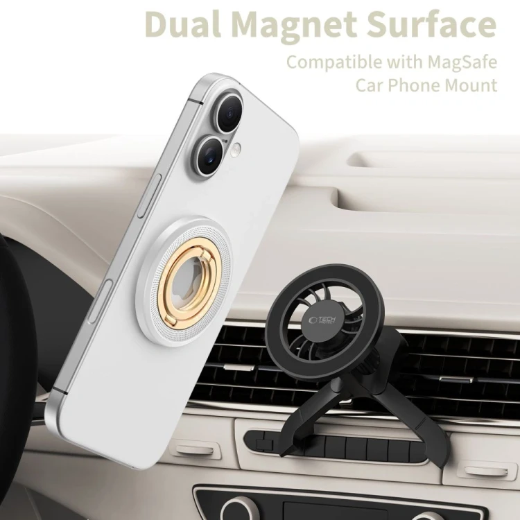 Uchwyt magnetyczny na palec Tech-Protect MMR700 Lamano Magnetic MagSafe Phone Ring Titanium/gold