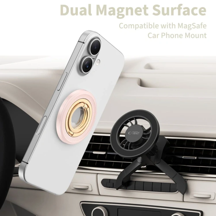 Uchwyt magnetyczny na palec Tech-Protect MMR700 Lamano Magnetic MagSafe Phone Ring Pink/gold