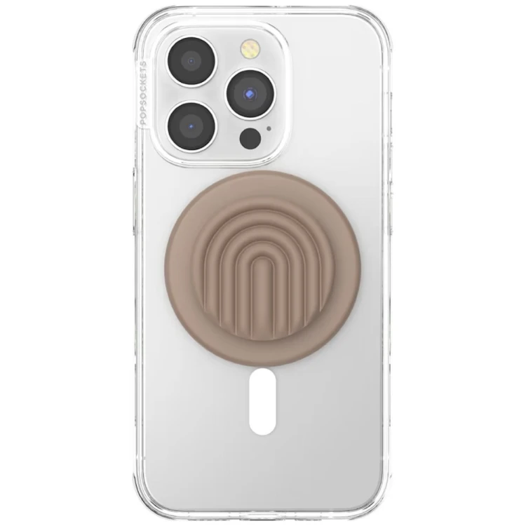 Uchwyt i podstawka do telefonu PopSockets MagSafe Round PopOut Latte Curves MagSafe beżowy