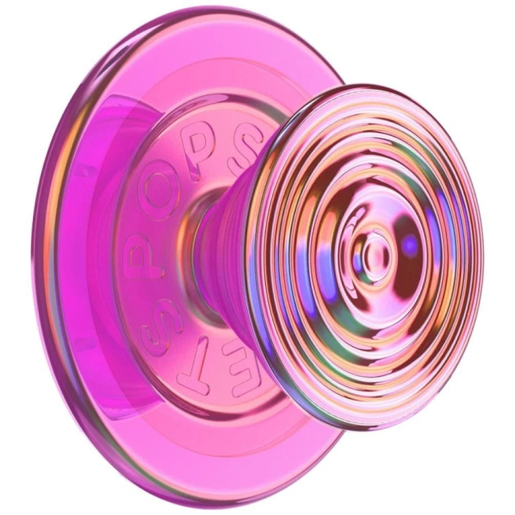 Uchwyt i podstawka do telefonu PopSockets Round Ripple Iridescent Aviation Opalescent MagSafe różowy
