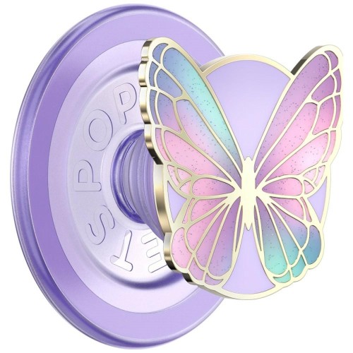 Uchwyt do telefonu PopSockets Enamel Butterfly Prism MagSafe lawendowy