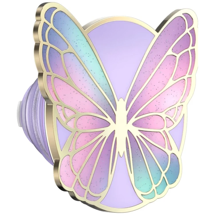 Uchwyt do telefonu PopSockets Enamel Butterfly Prism MagSafe lawendowy