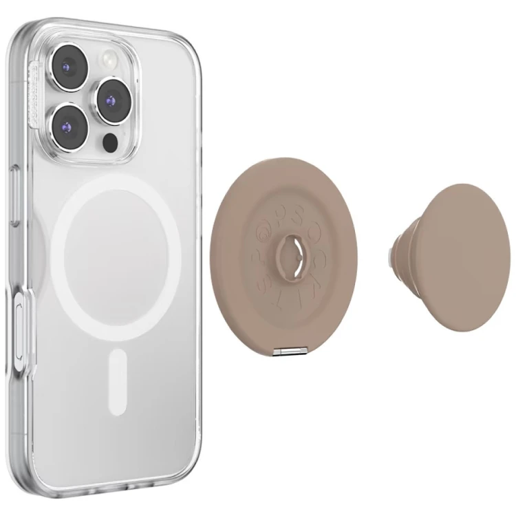 Uchwyt do telefonu PopSockets Kick-Out Grip Latte MagSafe beżowy