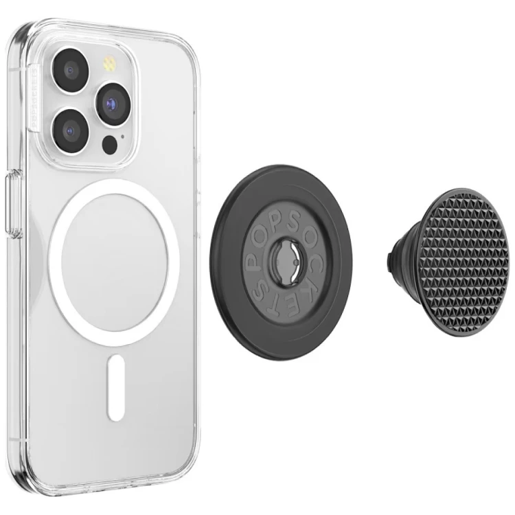 Uchwyt do telefonu PopSocket Round Aluminum Triangle Knurl Grip MagSafe czarny