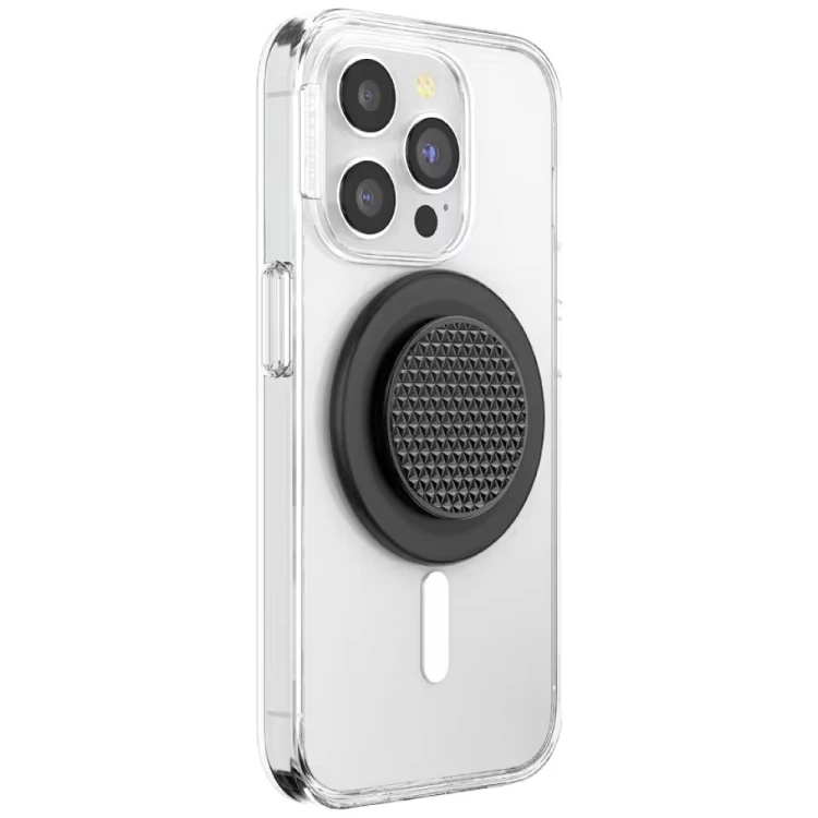 Uchwyt do telefonu PopSocket Round Aluminum Triangle Knurl Grip MagSafe czarny