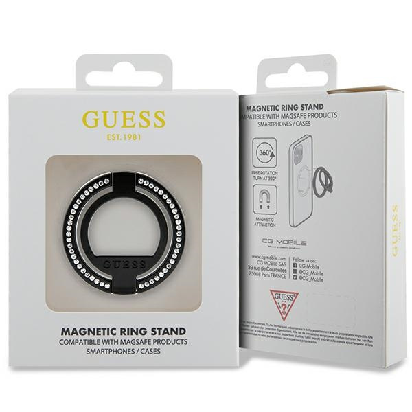 Uchwyt na palec Guess MagSafe Ring Stand GUMRSALDGK czarny/black Rhinestone