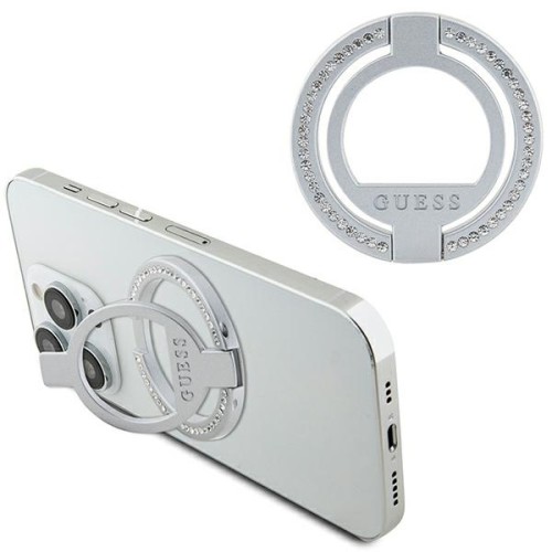Uchwyt na palec Guess MagSafe Ring Stand GUMRSALDGS srebrny/silver Rhinestone