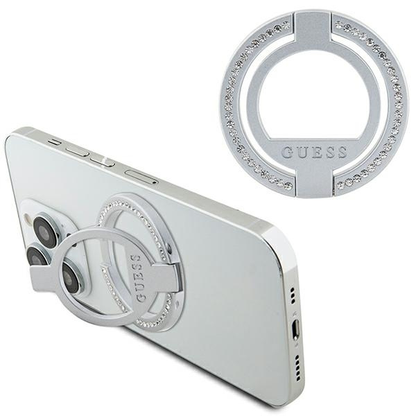 Uchwyt na palec Guess MagSafe Ring Stand GUMRSALDGS srebrny/silver Rhinestone