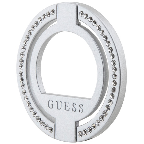Uchwyt na palec Guess MagSafe Ring Stand GUMRSALDGS srebrny/silver Rhinestone
