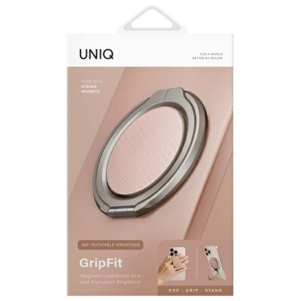 Magnetyczny uchwyt na palec z funkcją podstawki UNIQ Gripfit 360 Magnetic Mount&Kickstand różowy/blu