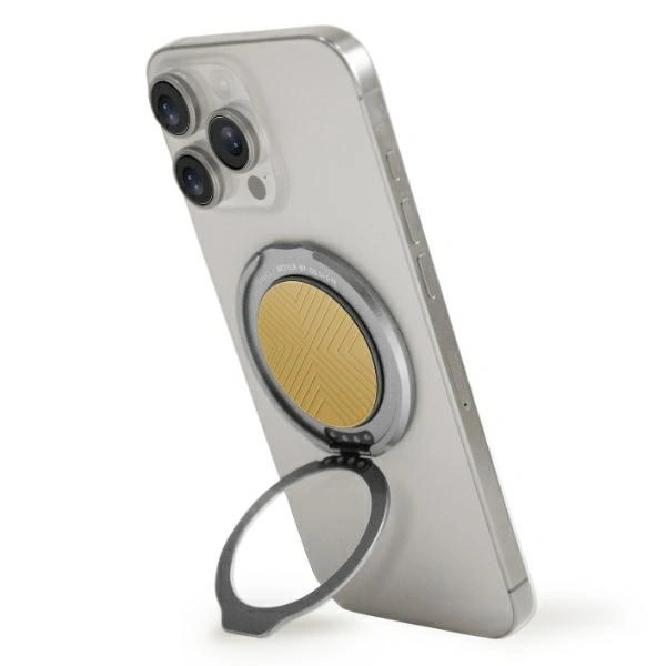 Magnetyczny uchwyt na palec z funkcją podstawki UNIQ Gripfit 360 Magnetic Mount&Kickstand żółty/cana