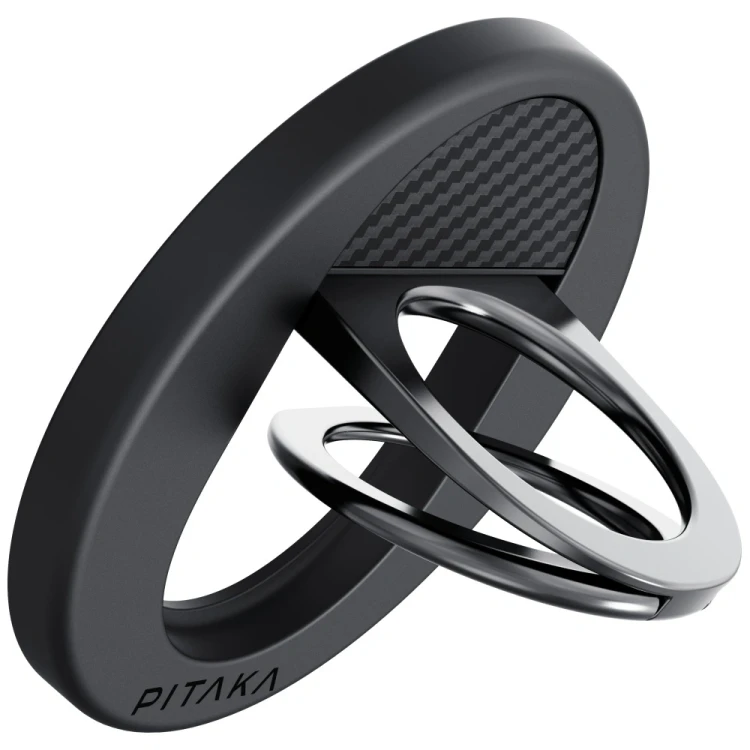 Uchwyt magnetyczny na palec PITAKA MagEZ Grip 3 MagSafe z funkcją podstawki czarno szary