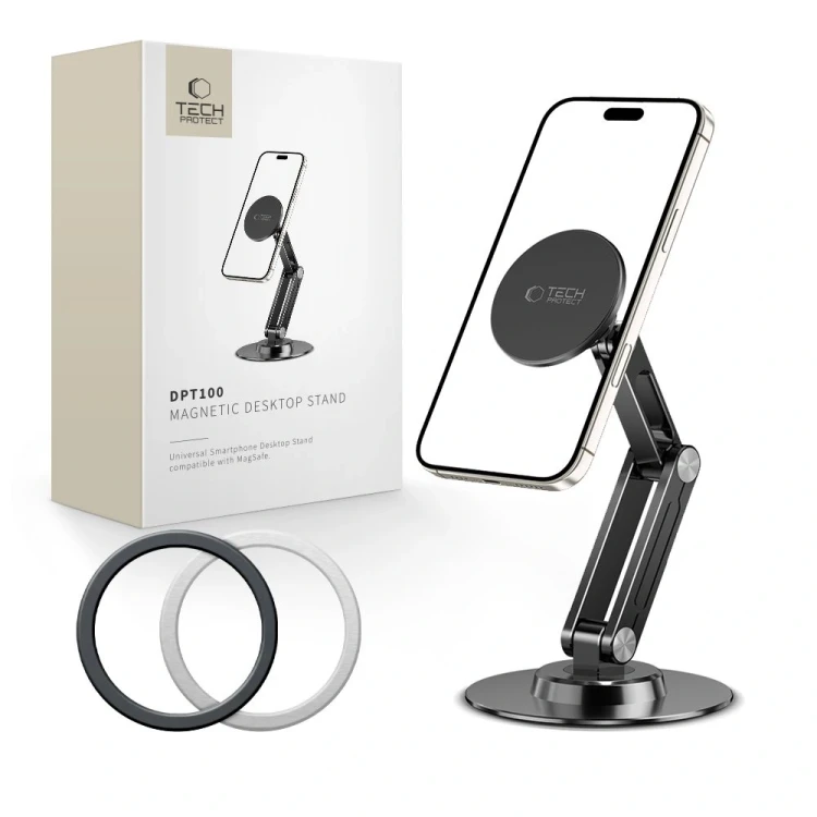 Uchwyt na biurko z blaszkami magnetycznymi Tech-Protect DPT100 Universal Magnetic MagSafe Phone Desk