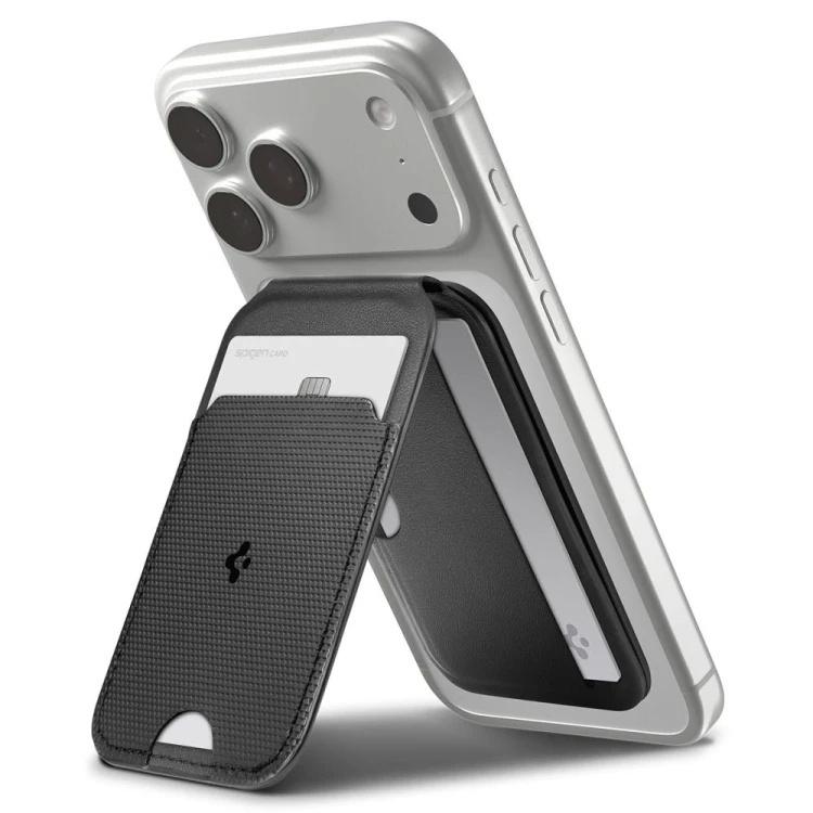 Stojak na telefon z miejscem na karty Spigen S314-2 Slim Fold Tripod MagSafe Universal Magnetic Card