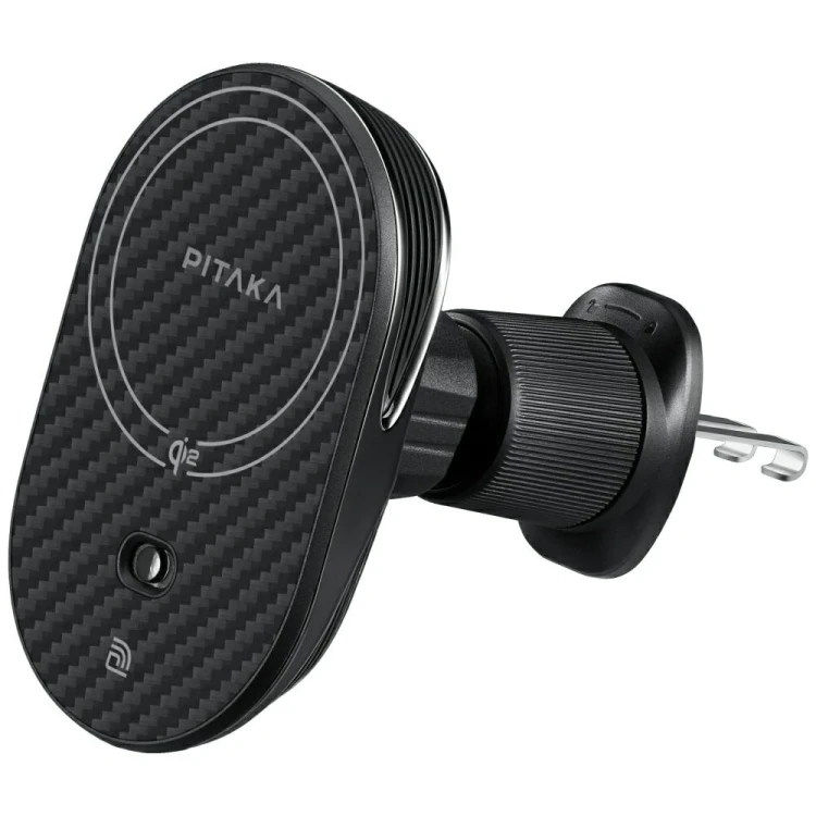 Uchwyt samochodowy z ładowarką bezprzewodową PITAKA MagEZ Pro 2 Qi2 15W NFC MagSafe czarno szary