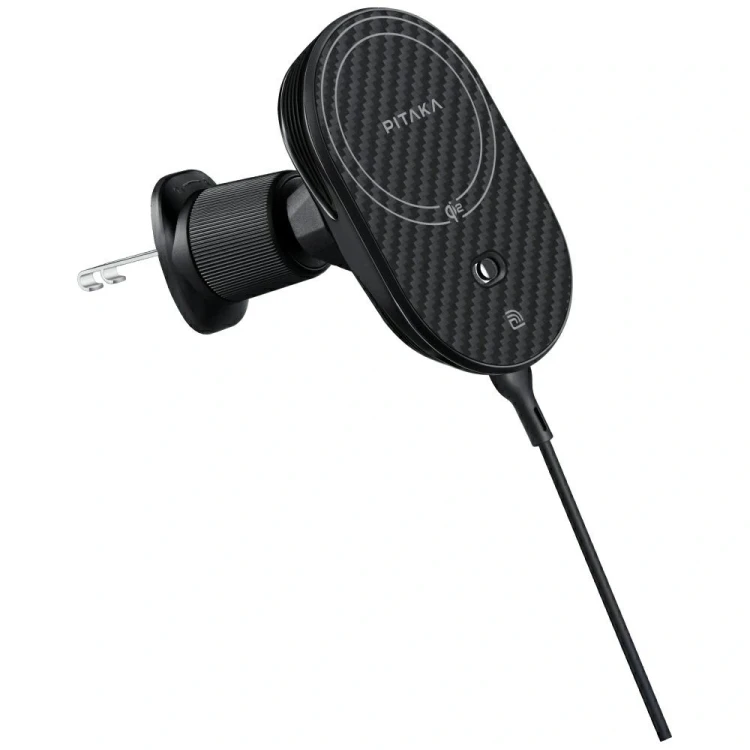 Uchwyt samochodowy z ładowarką bezprzewodową PITAKA MagEZ Pro 2 Qi2 15W NFC MagSafe czarno szary