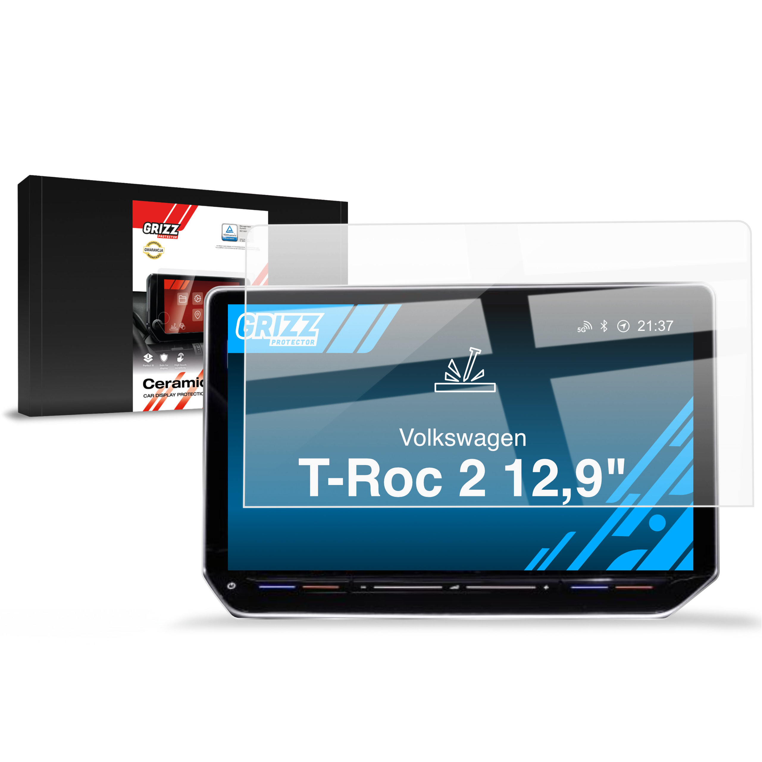 Folia ceramiczna GrizzGlass CarDisplay Protection do Volkswagen T-Roc 2 12,9" (2025-2026)