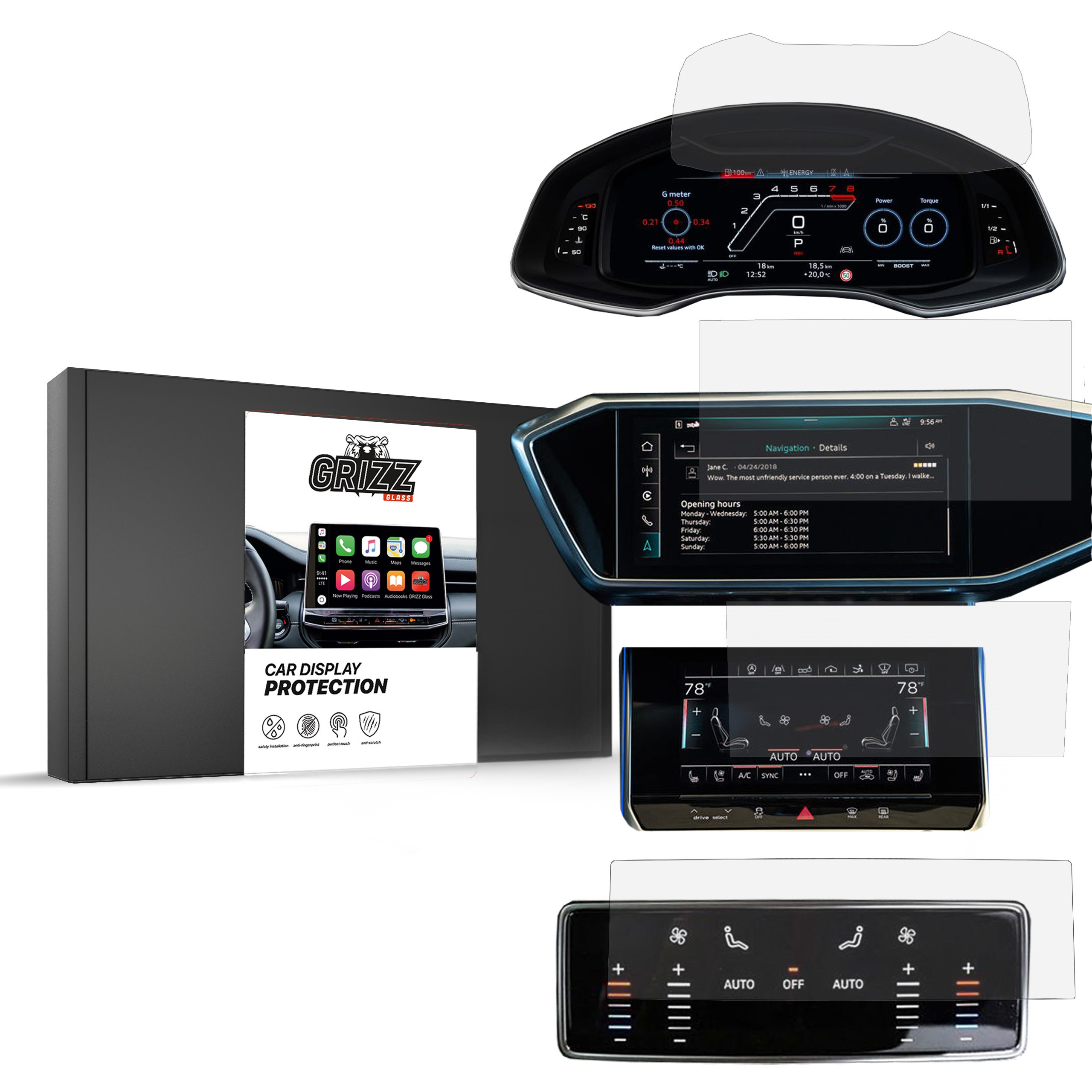 Folia matowa GrizzGlass CarDisplay Protection do Audi A6 C8 2018-2024 - mniej odblasków i ochrona