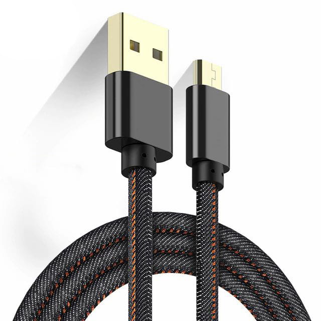 Kabel Micro USB - Pleciony, Jeansowy, Kolorowy - 1 Metr