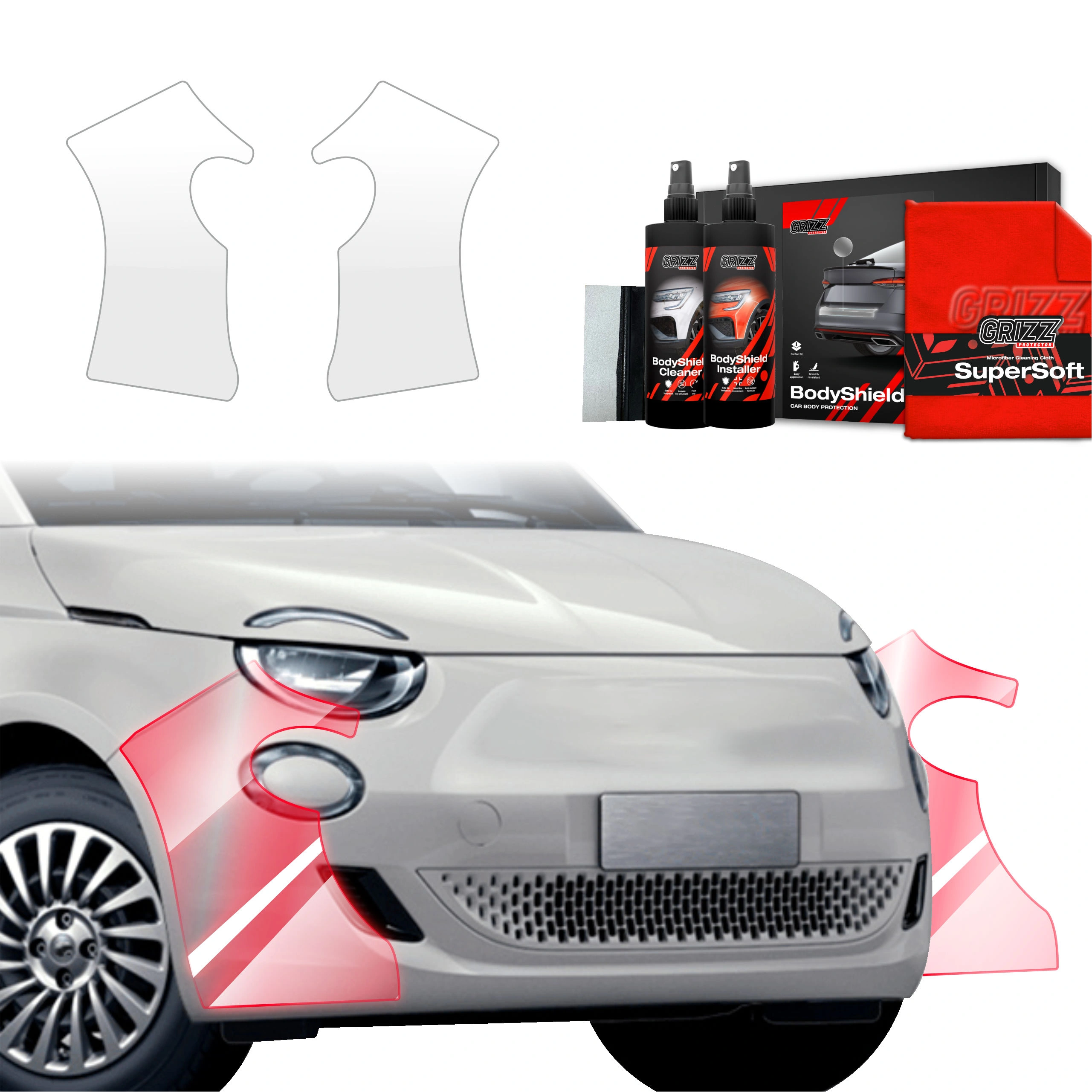 Folia ochronna na zderzak GrizzGlass BodyShield do Fiat 500 (2016-2025) [2w1]