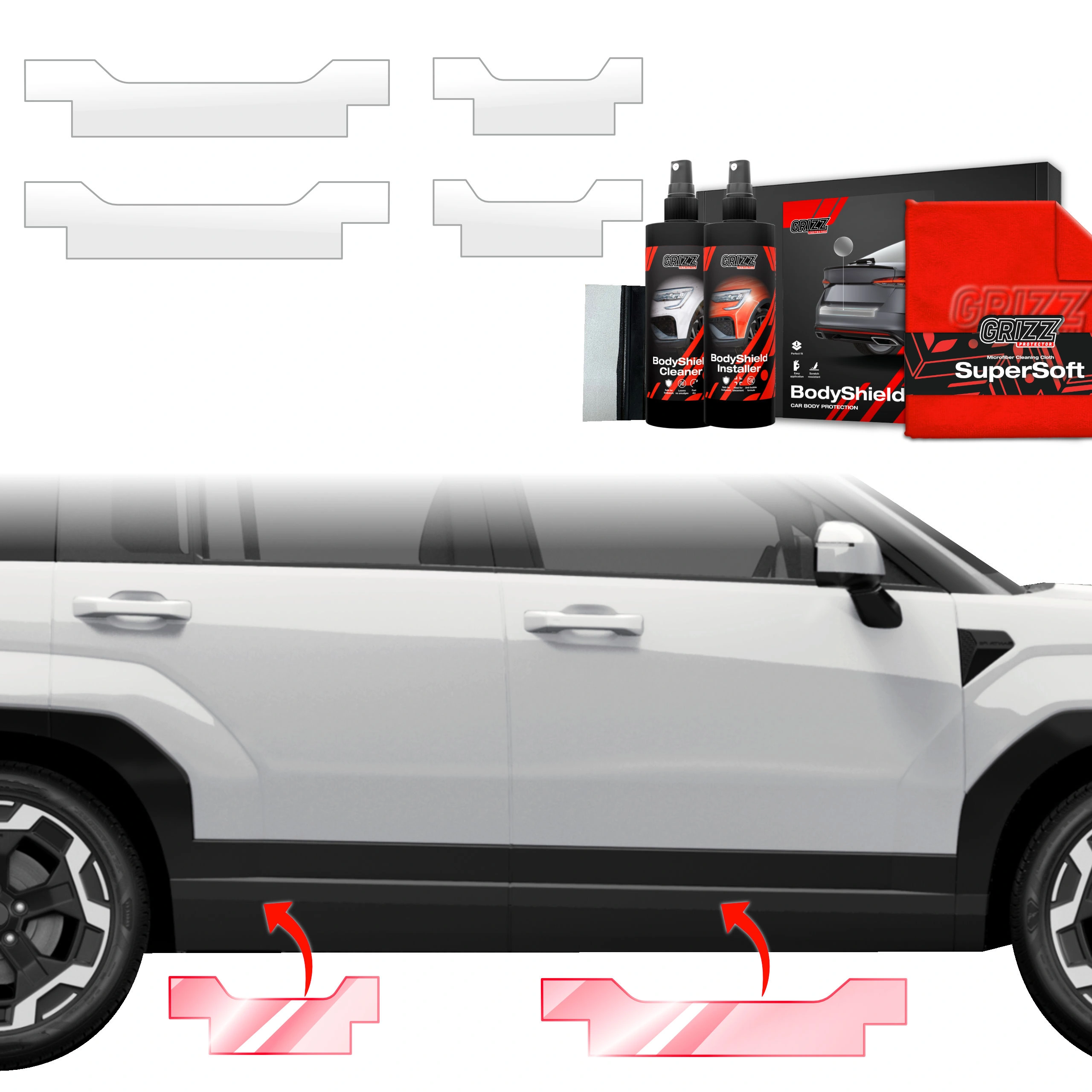 Folia ochronna na progi GrizzGlass BodyShield do Hyundai Santa Fe (2023-2025) [4w1]